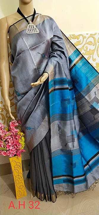 Tusser row silk pure 100% handloom pure silk saree uploaded by business on 10/5/2020