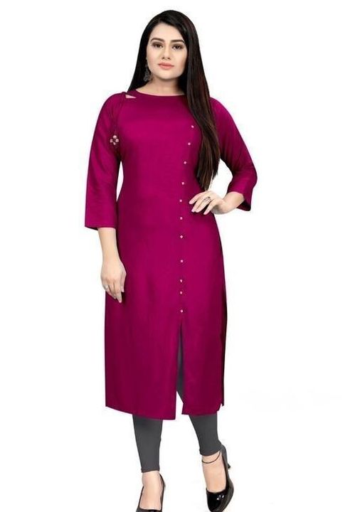 👗Plain rayon solid calf length kurties👗 uploaded by business on 2/1/2022