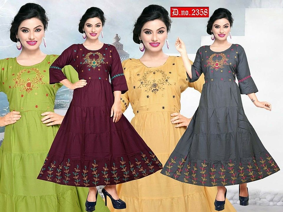 Rayon embroidered ankle length kurti uploaded by business on 10/6/2020