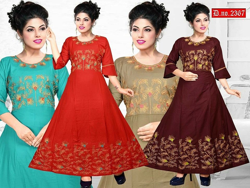 Rayon embroidered ankle length kurti occasional wear uploaded by business on 10/6/2020