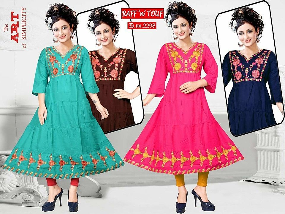 Rayon embroidered ankle length kurti occasional wear uploaded by business on 10/6/2020