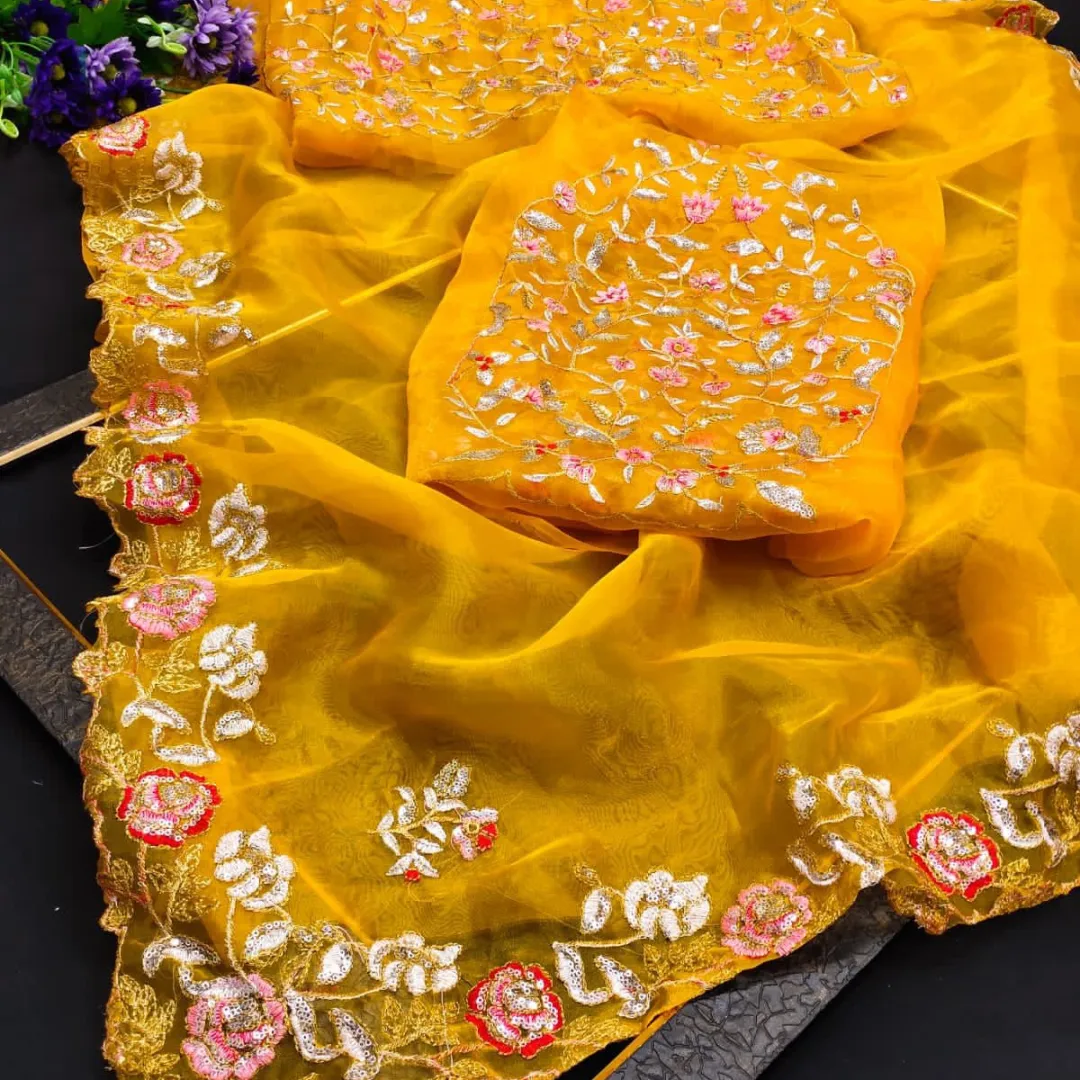 ORGANZA SAREE uploaded by Hk creation on 2/2/2022