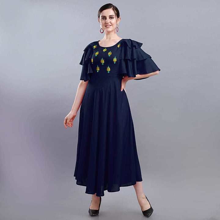 💃 *SWAROOP TEX PRESENTS WESTERN  WEAR  EMBROIDERY  WORK  RAYON  GOWN  DRESS* 💃 uploaded by Genisis infotech  on 10/6/2020