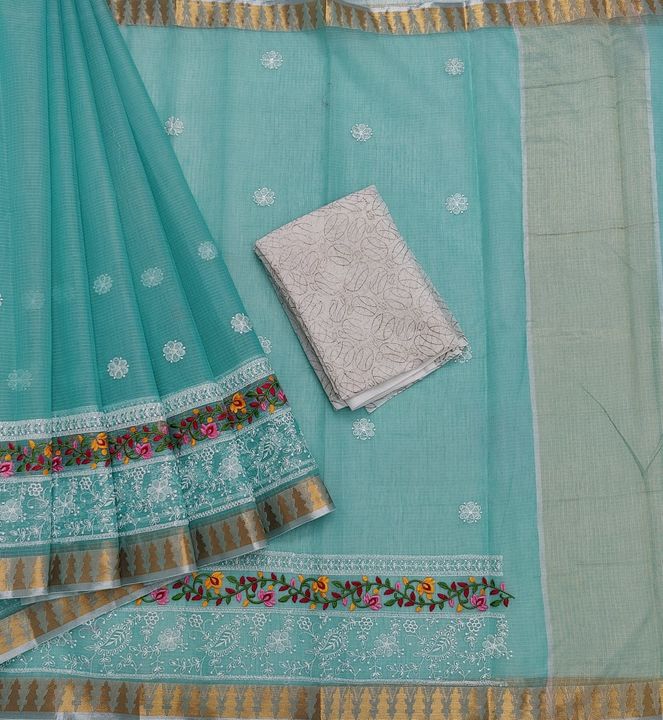 Kota cotton embroidery saree uploaded by TAANA BAANA kota doria saree on 2/2/2022