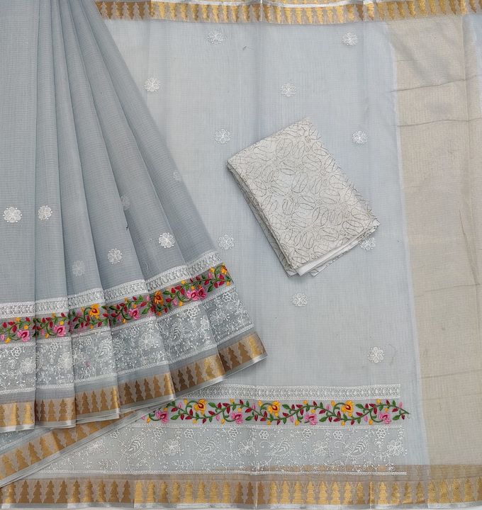 Kota cotton embroidery saree uploaded by TAANA BAANA kota doria saree on 2/2/2022