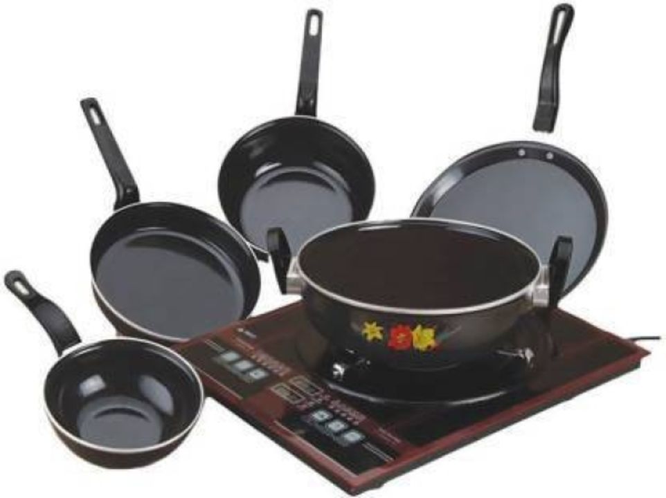 *Jay Jagannath* Neolux Induction Bottom Cookware Set *Rs.950* *whatsapp.* Color: Black M uploaded by NC Market on 2/2/2022