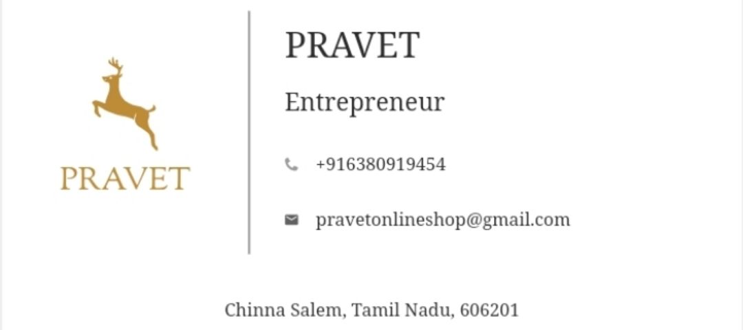 Visiting card store images of PRAVET online shop