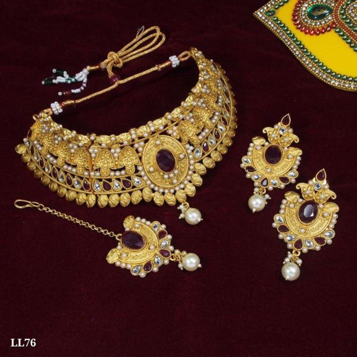 Cash On Delivery Available Catalog Name: *lalso rajwadi matt gold plated choker necklace earring uploaded by SN creations on 2/3/2022