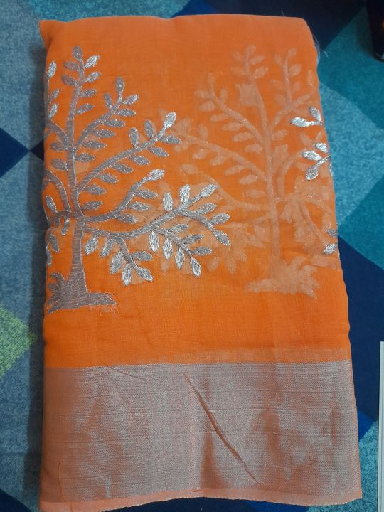 Post image Linen saree with silver border Rs.450 Shipping extra