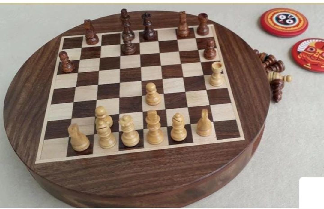 Round magnetic wooden mini chess uploaded by NIKITA'S WOOD CARVING HANDICRAFT on 2/3/2022