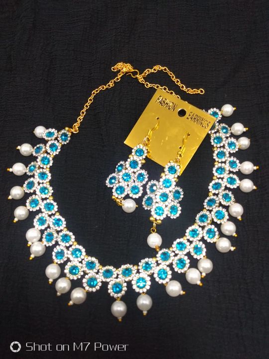 Beads necklace sky blue colour uploaded by Vaishnavi Enterprises on 2/3/2022