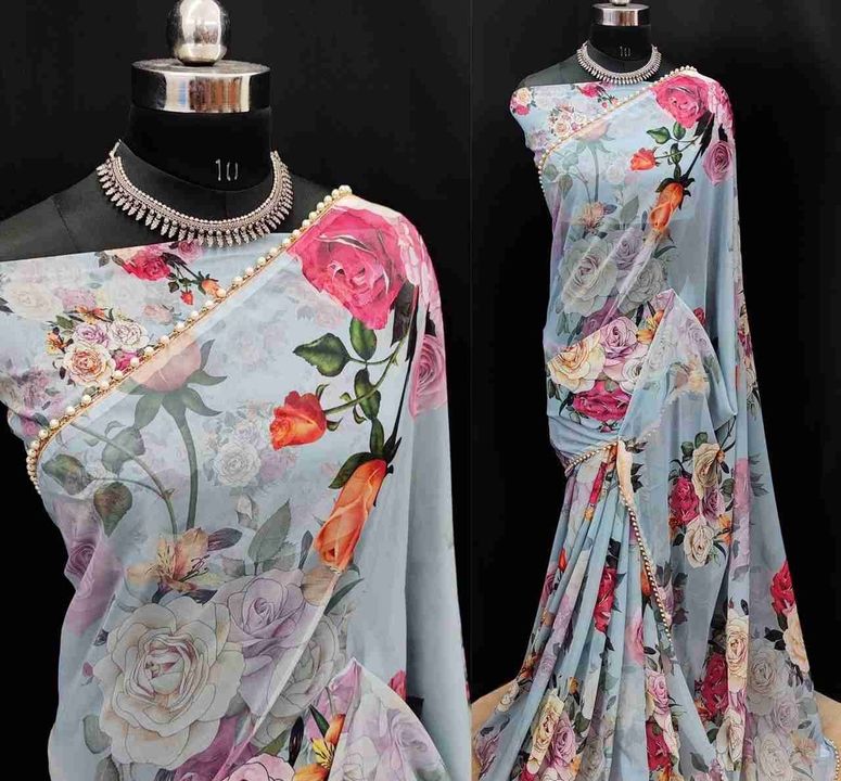 Digital print georgette saree uploaded by First Impression on 2/3/2022