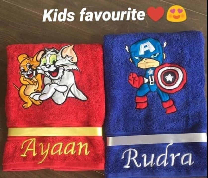 Kids personalized cartoon character with name bath towel uploaded by Vistaragroup on 2/3/2022