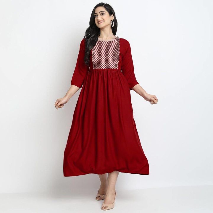 Embroidery Work Rayon Kurti uploaded by business on 2/3/2022