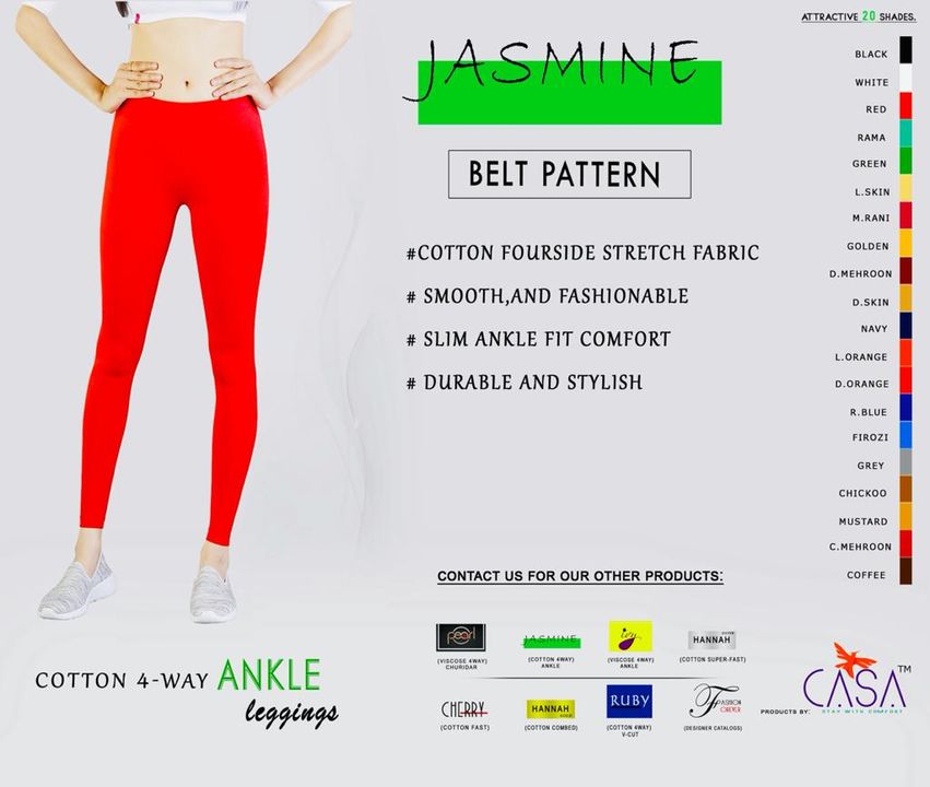 Jasmine :- Ankle cotton 4way Leggings uploaded by business on 2/3/2022