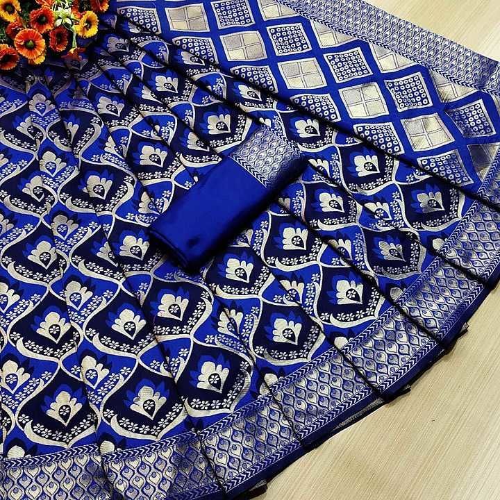 Heavy Banarasi cottan silk saree & and blouse with zari jequard Weaving  uploaded by Pinky Fashion on 10/6/2020