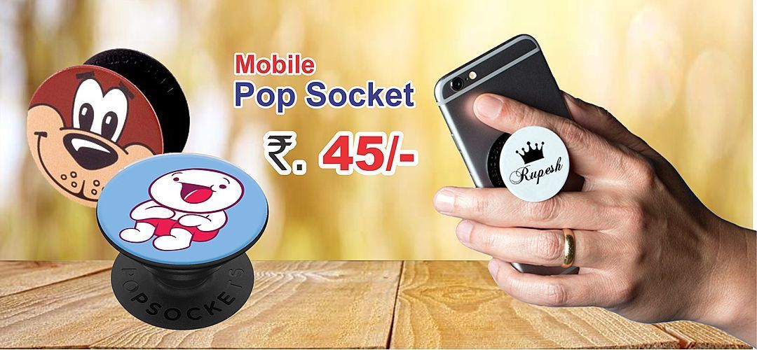 Pop socket for mobile with print uploaded by business on 10/6/2020