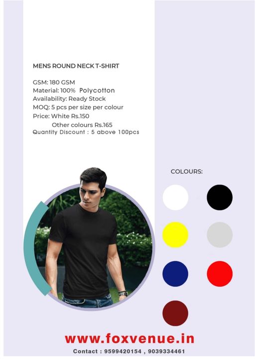 Mens round neck tshirt  uploaded by Foxvenue on 2/4/2022