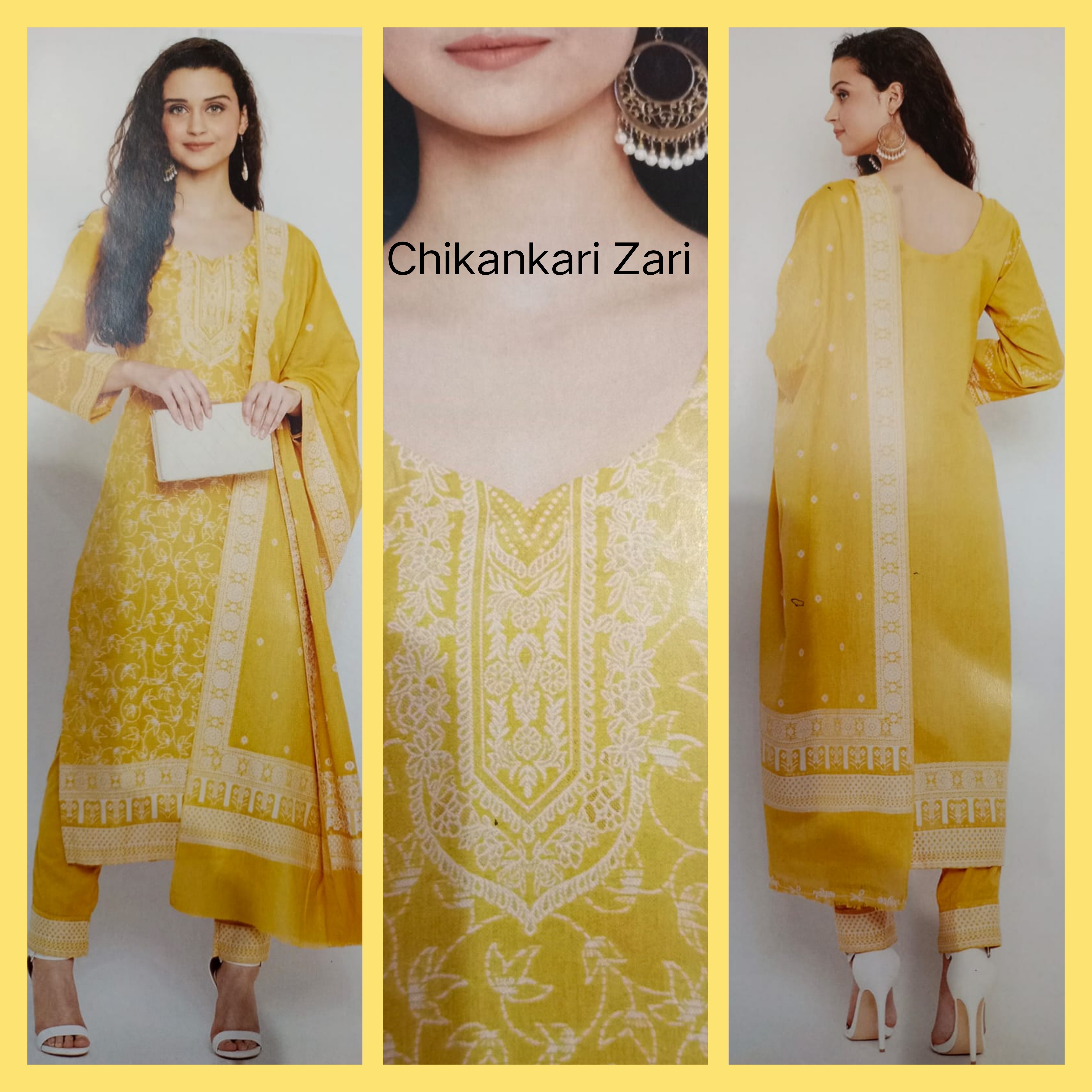 Post image Finest pure Cotton zari chikankari suit
