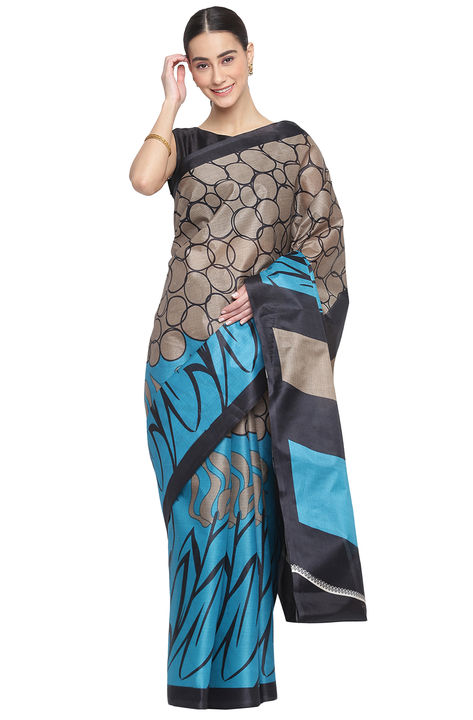 Mahotsav Women's Blue Linen Blend Printed Saree With Blouse Piece
 uploaded by business on 2/5/2022
