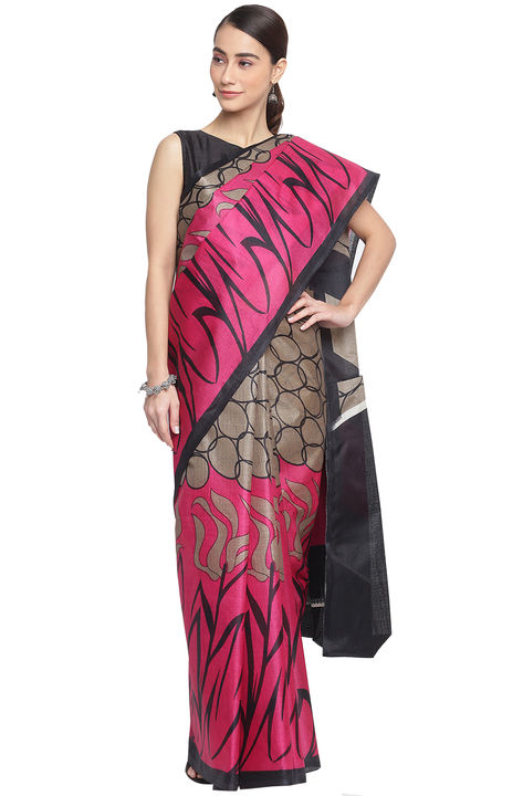 Mahotsav Women's Pink Linen Blend Printed Saree With Blouse Piece
 uploaded by business on 2/5/2022