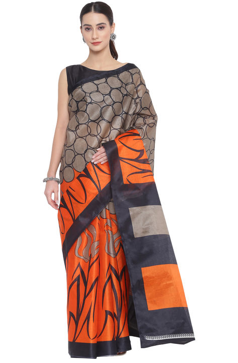 Mahotsav Women's Orange Linen Blend Printed Saree With Blouse Piece
 uploaded by business on 2/5/2022