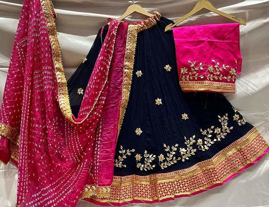 Post image 🕉🕉 new lunch🕉🕉 sale sale sale
👉 Pure chinon creap lehnga
👉 Art silk bhandej dupata
👉 Gota pathi work all over lehnga and dupata
👉Dupin silk blouse with work
👉 Full stitch with lining 
👉 New best price 1300 free ship