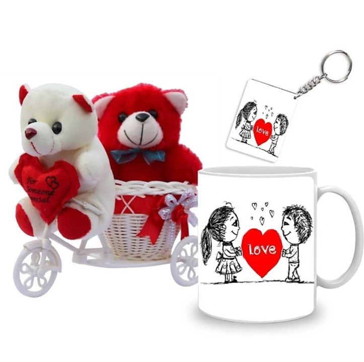 1 Basket Cycle :: 2 Teddy bear :: 1 Mug :: 1 Keychain.. uploaded by Rahul creative on 2/6/2022