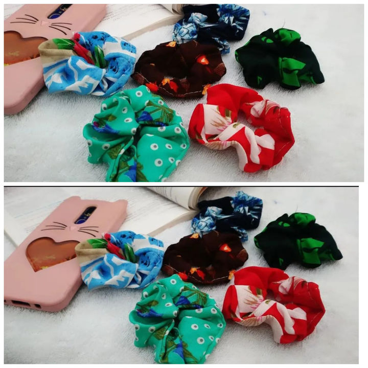Printed scrunchies uploaded by business on 2/6/2022