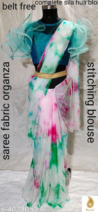  Sensational  Organza Sarees
Saree Fabric: Organza
Blouse: Stitched Blouse
Blouse Fabric: Art Silk
M uploaded by business on 2/7/2022