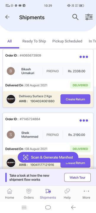 My Daily shipment Cod & Advance Payments uploaded by business on 2/7/2022