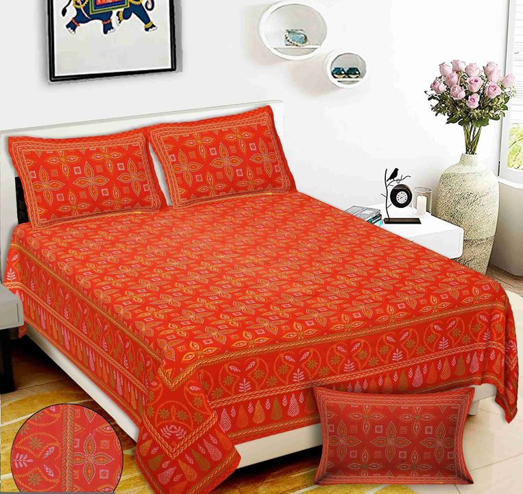 Rajasthani printed king bedsheets with pillow cover uploaded by Sahana creations on 2/7/2022