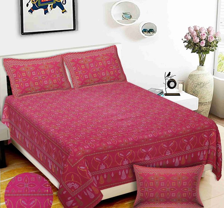 Rajasthani printed king bedsheets with pillow cover uploaded by Sahana creations on 2/7/2022