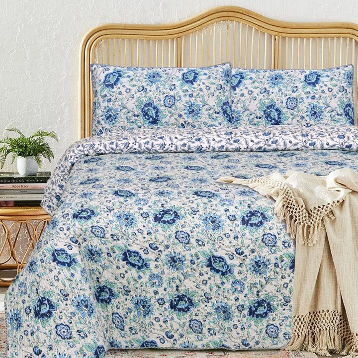 Qulted both side printed bedcover with 2 Quilted Pillow Covers uploaded by Jaipur prime on 2/8/2022