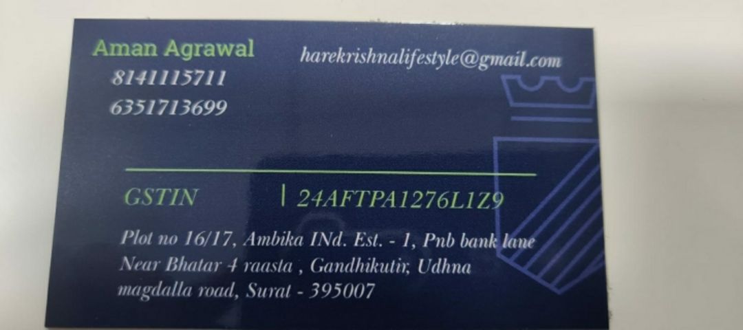 Visiting card store images of Hare Krishna Lifestyle
