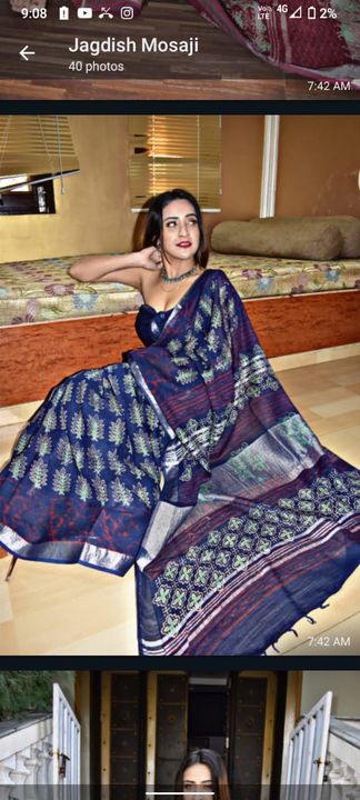 Post image हे ! चेककरे मेरा नया कलेक्शन Hand block print linen saree and cotton saree and .