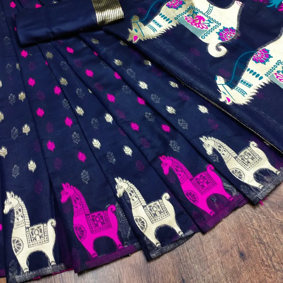 Cotton silk dhakai jamdani animal design saree  uploaded by Reeva Trends on 2/9/2022