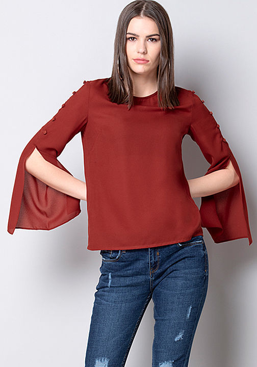 Rust sleeve women top uploaded by business on 10/7/2020