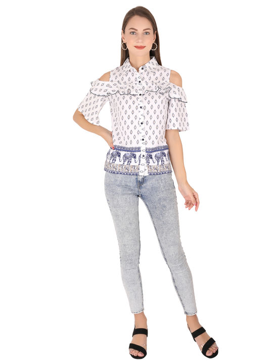 Women White Printed Top  uploaded by business on 2/9/2022