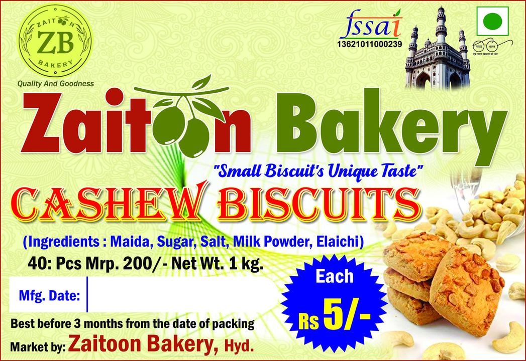 Post image Zaitoon Bakery Cookie's are reasonably priced but at same time with Very good quality and Delicious taste with best quality Ingredients!!
Please WhatsApp Us your Details or Business card at 9440178602 so that we will share Price list and Discuss Further.