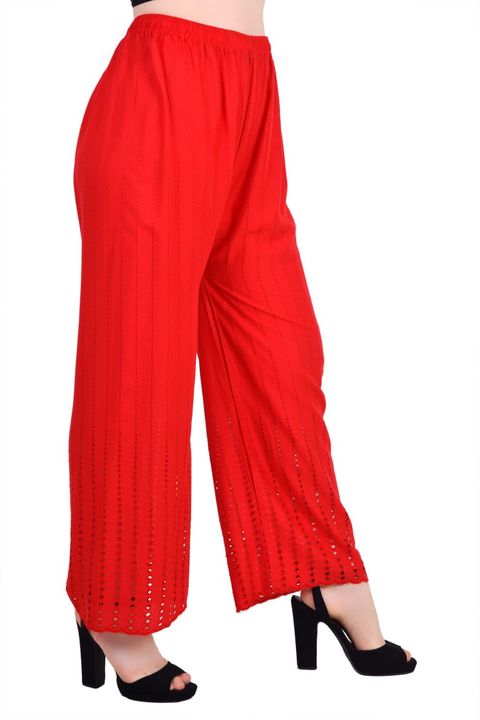 Women Rayon embroidery regular Red Trouser  uploaded by Illumynate on 2/9/2022