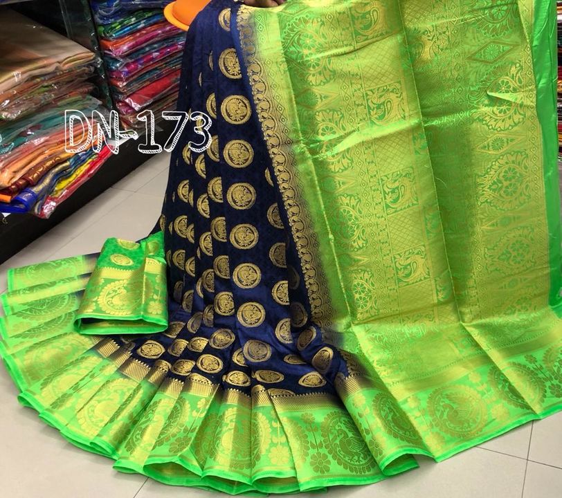 Post image MBL-DN-173grand golden Rich  pallu &amp;  with contract blouse.🎁
🎊Material - Tussar kanjivaram silk 
🎊Grand Rich Pallu and with full body peacock Jacurd gold jari buttis design
🎊Blouse - Running blouse contrast 
📣📣 *Description - Heavy full body peacock goldzari buttis all over the body with Rich Pallu and running contrast colour blouse specially made for occasion*
*Only saree with running Blouse  *NEW RATE ONLY - 770+$/-*NO ANY LESS , no Rd , no discount only fix rateSingles &amp; Multiples available. 💃🏻💃🏻💃🏻!!