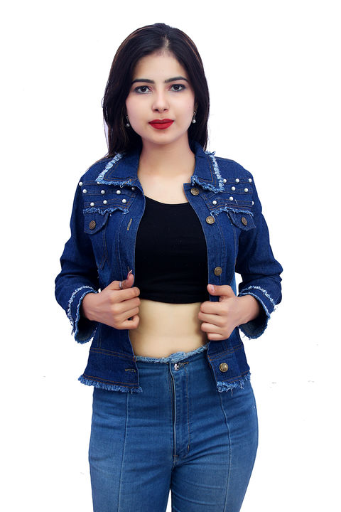 Denim jacket with moti rough look  uploaded by S.A.F Creation on 2/11/2022