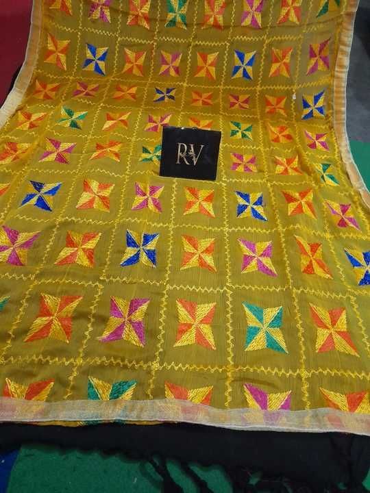 Punjabi fulkari dupatta on chiffon fabric  uploaded by Rv Products on 2/11/2022