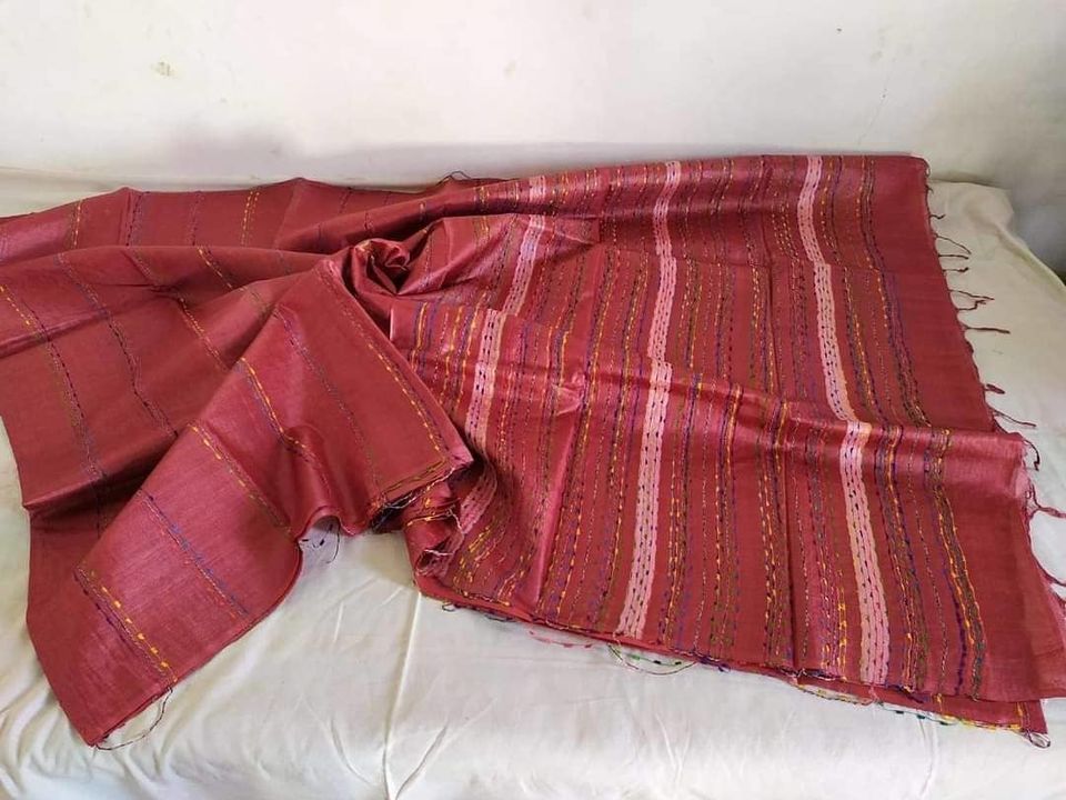 Katan Staple Color Flag design Saree uploaded by Om Silk Fabrics on 2/12/2022