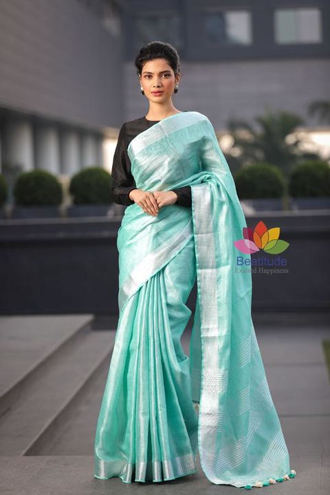 Tissue Linen Saree uploaded by Om Silk Fabrics on 2/12/2022
