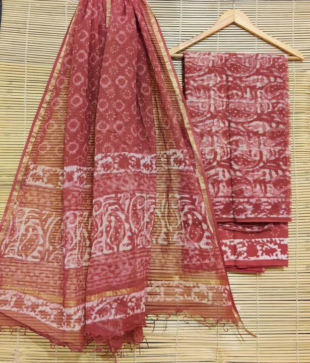 Hand block print cotton suit uploaded by Cotton saree on 2/13/2022