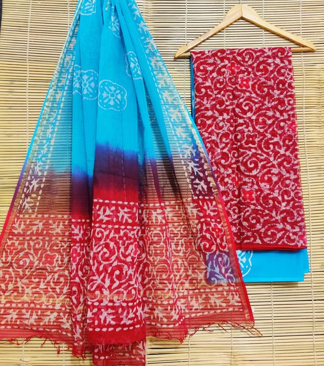 Hand block print cotton suit uploaded by Cotton saree on 2/13/2022
