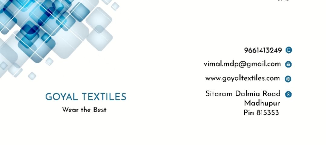 Visiting card store images of Goyal Textiles