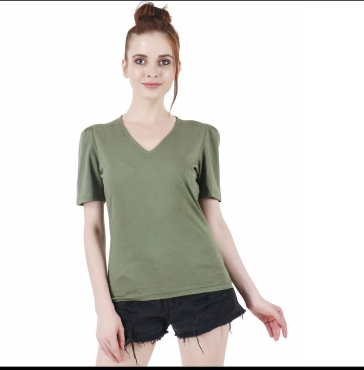 *Jay Jagannath* Women cotton top, pista green color, V neck, *Rs.310(freeshipping)* *Rs.320+(50 rs uploaded by NC Market on 2/13/2022